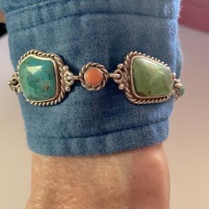 Beautiful turquoise bracelet with multi stones in sterling